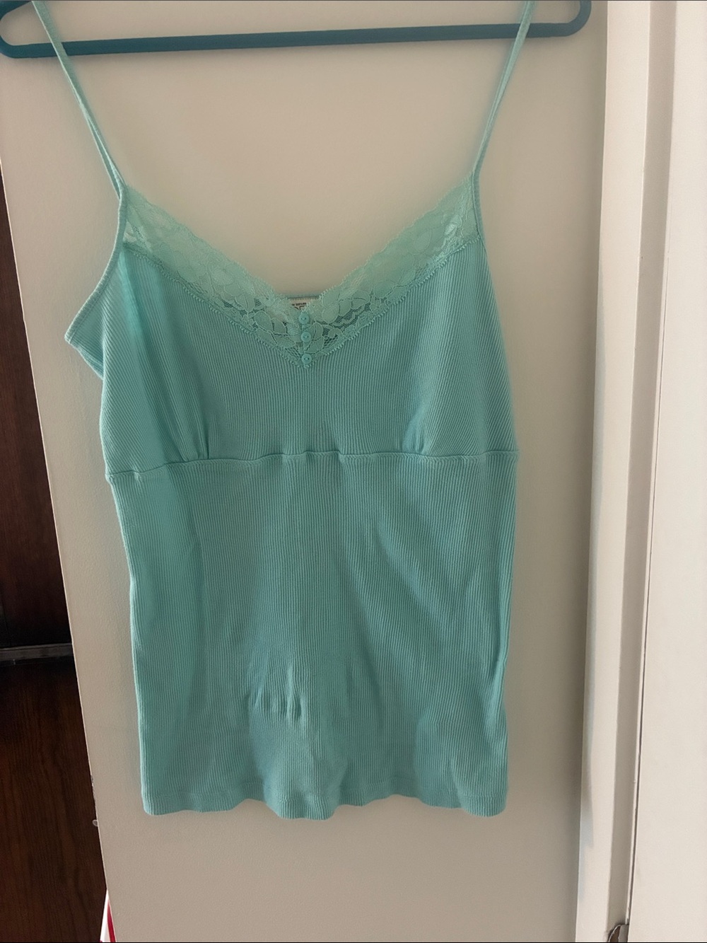 LOFT Aqua Lace-Trim Ribbed Cami Size Small